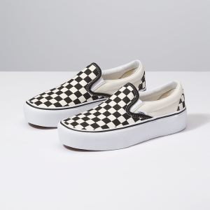 Vans Kiz Çocuk Kaykay Ayakkabısı Classic Slip-On Platform Siyah Beyaz Türkiye | 24982-661